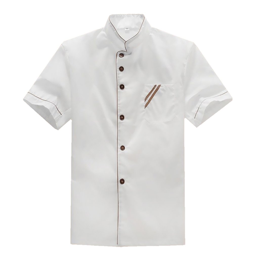 Chefs Jacket, Unisex Short Sleeve Chef Coat Uniform chef clothes with and Pocket