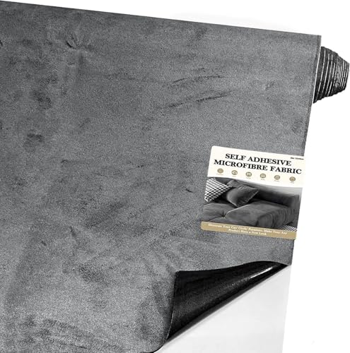 Fondlife Mikrofaserstoff Selbstklebend für Cockpit 150 * 40cm (Schwarz grau)