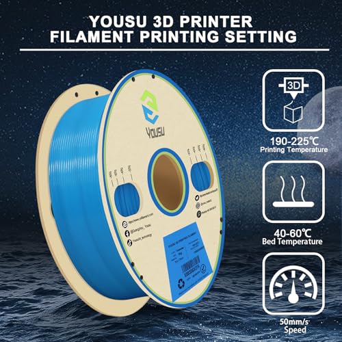 Image of YOUSU 3D Printer Filament 1.75mm PLA Filament Glow in Dark PLA Filament for 3D Printing Filament 1kg(2.2lbs) Spool,Blue