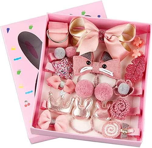 Girls Hair Accessories Gift Set, HQCM 18 Pieces Children Hair Clips Set for Christmas Birthday Gift, with Hairpins Ropes Bows Ties Barrettes Head Ornaments Silk Ribbon