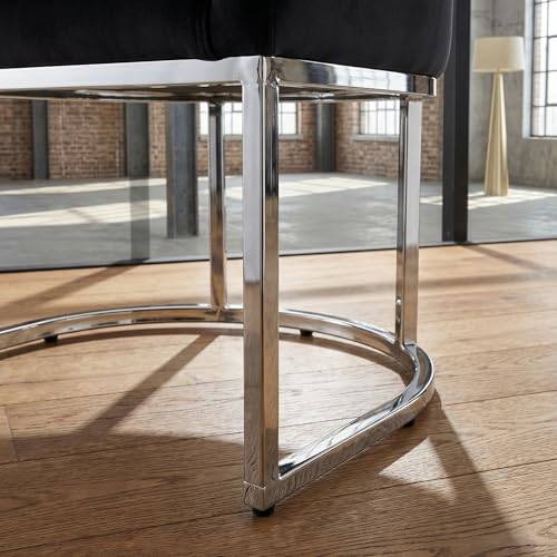 Image of HNY Mid Century Modern Upholstered Barrel Dining Chairs with Arms Set of 3, Velvet Kitchen & Dining Room Chairs, 18.5 inch Wide Accent Chairs for Dining Room Living Room with Chrome Metal Frame, Black