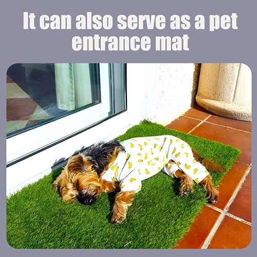 Image of Washable Artificial Grass DogPotty Pad -Durable Fake Grass Pee Pad,Reusable Indoor /Outdoor Puppy TrainingMat for Dogs & Small Pets, Artificial GrassDoormat