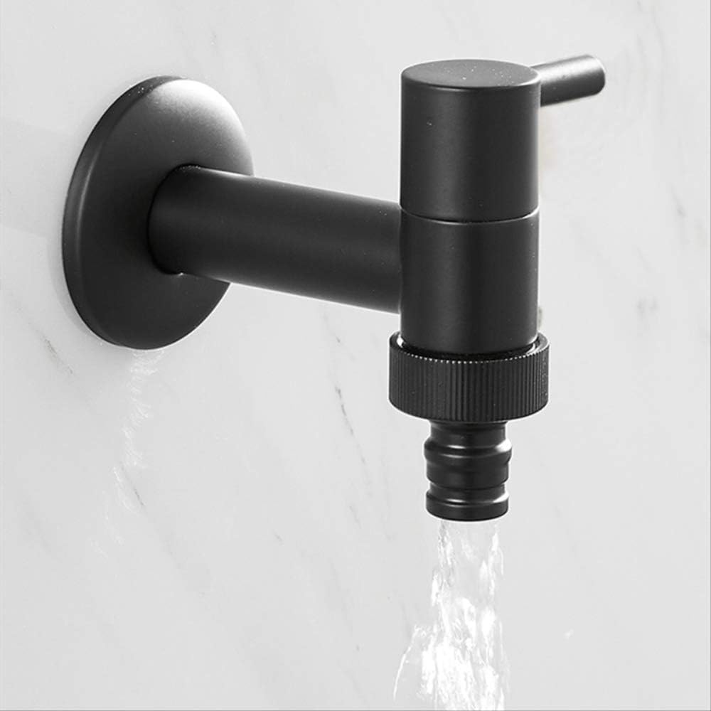 Faucets Black Bibcock Brass Bathroom Single Cold Tap Wall Washing Machine Faucet Toilet Mop Pool Taps Outdoor Garden 2-1