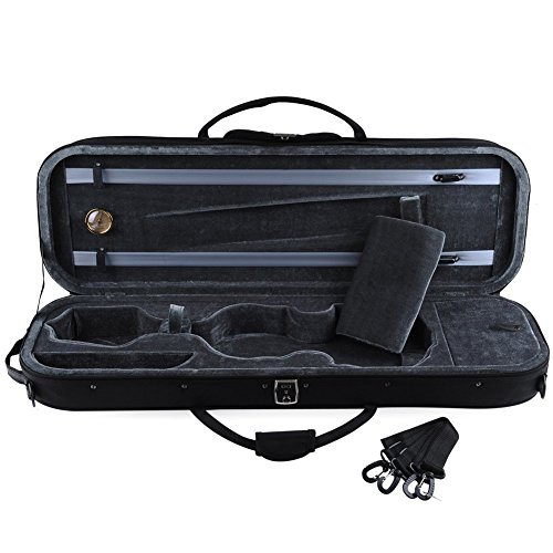 ADM Full Size Oblong Shape Lightwight Violin Case with Hygrometer and Carry Straps