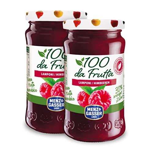 Menz&Gasser, Composta di Lamponi 100Dafrutta, 100% Frutta IQF di Alta Qualità, Lavorata con Passione in Trentino-Südtirol, Senza Glutine, Vegan, 2 Vasi x 240 g
