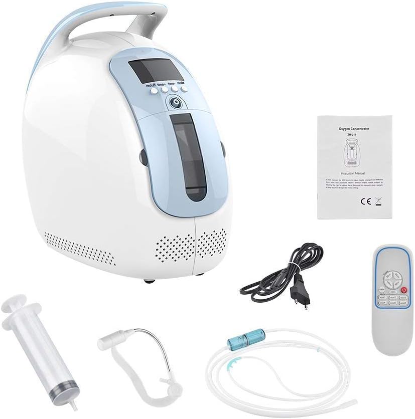 InLoveArts 1-5L/min Portable Adjustable Oxygen Concentrator for Travel use,Portable Oxygen Concentrator Travel, 92%±3% AC 220V Humidifiers (J11)