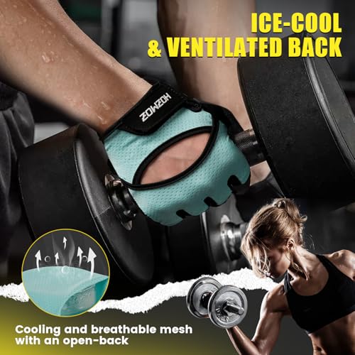image for HOZMOZ Ventilated Weight Lifting Gloves, Thick Padded Workout Gym Glov