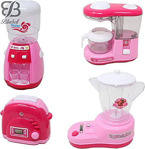 Bluebell Pretend Play Household Set for Kids, Mini Real Working Play Sets Toys with Light and Sound, Includes Water Dispenser, Coffee Maker, Toaster and juicer, Toys for Boys and Girl