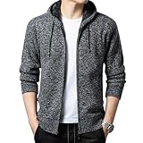 [Olabela] カーディガン メンズ ジップアップ 大きい サイズ ゆったり セーター アウター ニット ジャケット 無地 カジュアル コート フード付き厚手 裏起毛 暖かい 防寒 ニット ウール かっこいい 秋冬服 (JP, アルファベット, XL, #201:ダークグレー（フード付き厚手）)