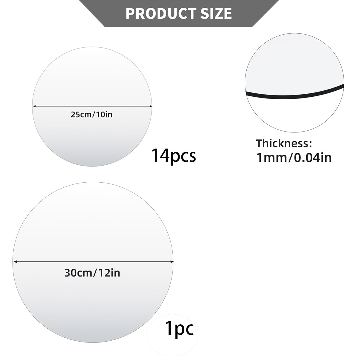 15Pack Round Mirror Centerpieces for Tables Decorations, Acrylic Circle Mirror Centerpieces Mirror Tray Candle Plate for Wedding Table Christmas Decorations Wall Decor (10inch, 12inch)