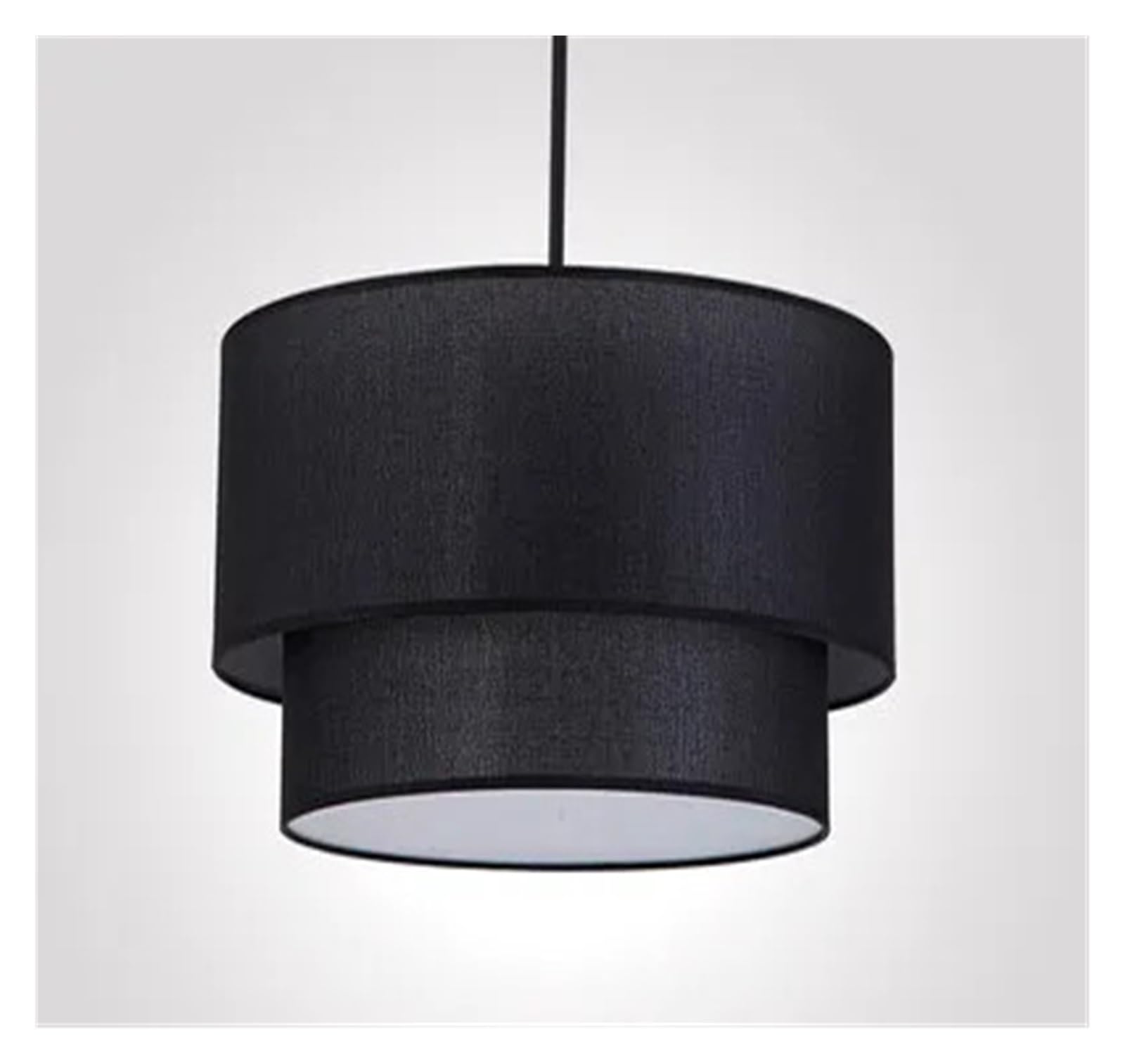 Abat-Jour en Tissu Lampe Suspendue en Tissu de Lin Moderne, diamètre 40/50/60 cm, luminaire Suspendu for Salle de Bain, hôtel(Black,Dia 40cm)