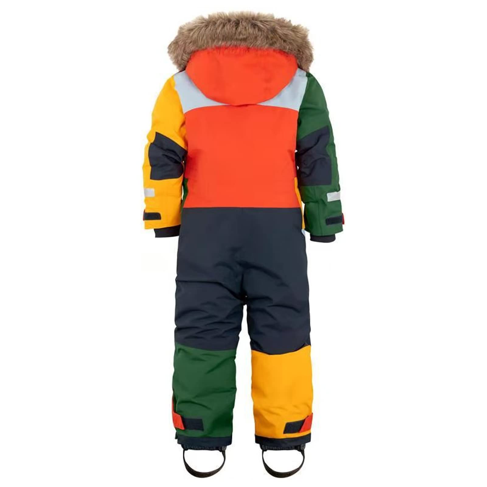 Crivit Tuta da sci per bambini e bambine, con cappuccio, colletto in pelliccia, pantaloni da sci, giacca e pantaloni da sci per attività all'aria aperta, calda e antivento, multicolore, 11