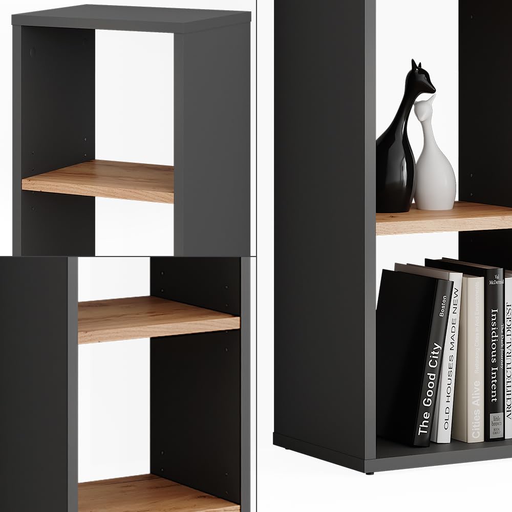 Vicco Estantería de pie Orlando, Antracita/Roble Dorado, 30 x 90.5 cm, con estantes Ajustables para un Uso Flexible