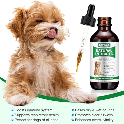 Natürliche Antibiotika für Hunde, 60 ml - Unterstützt bei Allergien und Juckreiz - Antibiotika für Hunde bei Infektionen - Hefepilzinfektion Behandlung für Hunde - Ohrentzündung Hund Multivitamin