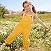 Cotton Wide Leg Overalls for Girls Loose Fit Casual Bib Jumpsuit Kids 2026 Fashion Summer One (Yellow, 9-10 Years)