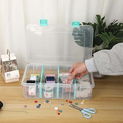 Btsky BTSKYTHN01211 Clear Plastic Dividing Storage Box With 4 Compartments Adjustable Storage Bin thumb #5