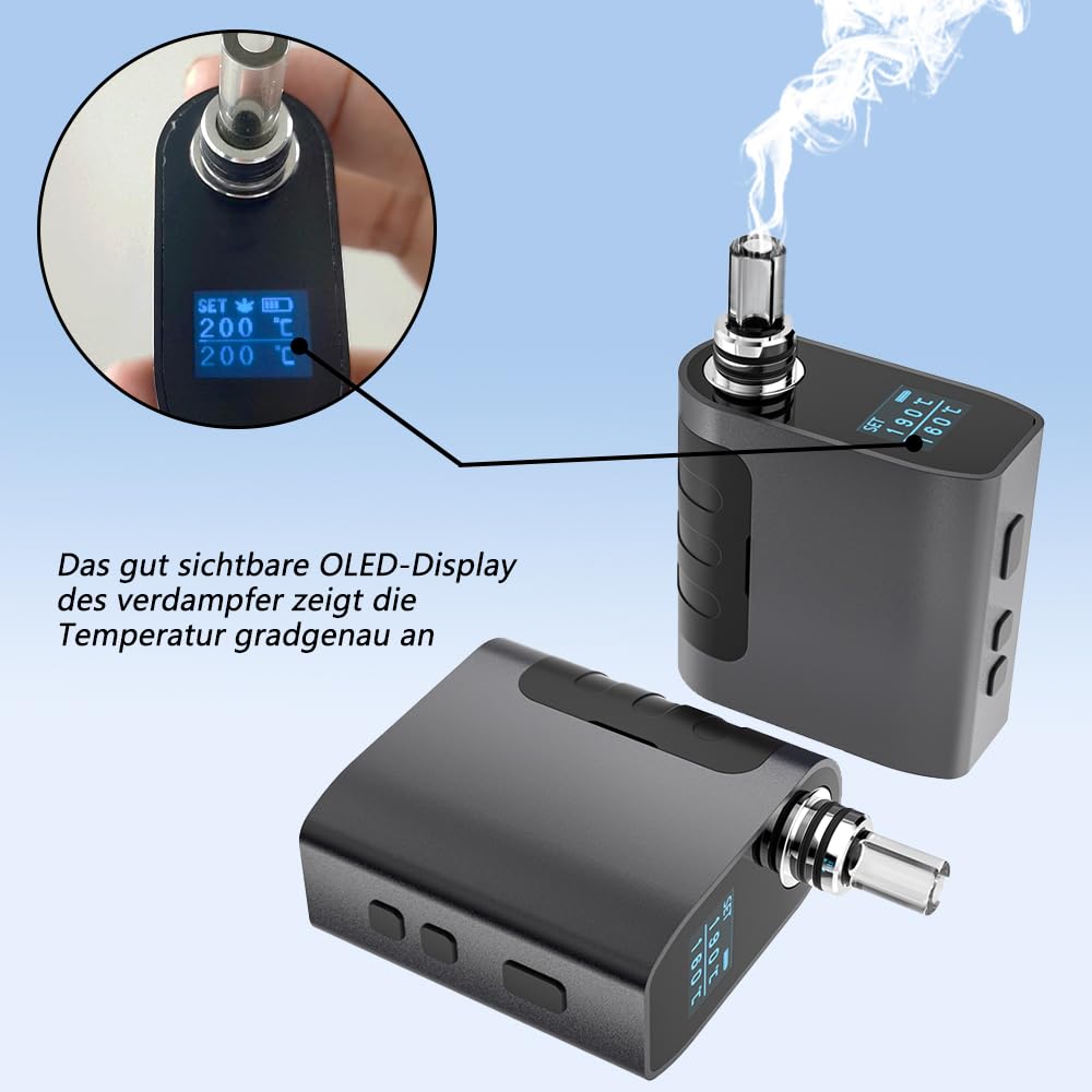 IXIGER Vaporizer,Vaporizer für Kräuter & Extrakte,Kräuter Verdampfer. | Einfache Reinigung,Ausziehbares Glasmundstück,Konvektion,mit Anleitung,Kompakt,Kein Nikotin(Schwarz)