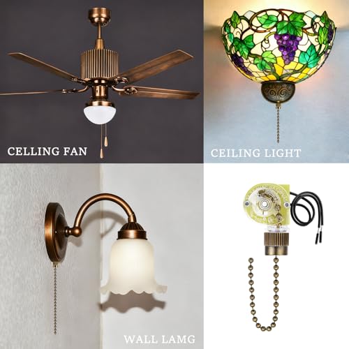 Image of 2Pack Ceiling Fan Pull Chain Light Switch Zing Ear ZE-109, Bronze | Universal Zipper Cord On /Off Control Replacement Accessories Compatible with Hunter Fan Wall Table Cabinet Closet Lamps