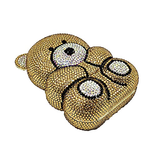Image of Boutique De FGG Bear Evening Bags and clutches for Women Formal Crystal Clutch Purse Party Animal Rhinestone Handbags,Mini