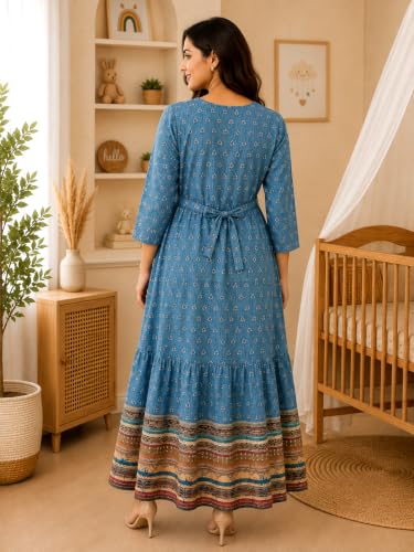 Image of RITIJYA Feeding Kurta for Women with Zip | Maternity Kurti for Nursing Mothers | Concealed Zipper, Extra Pleats Pre to Post Pregnancy | Quick-Dry Comfort Fabric | S-4XL