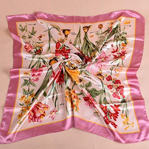Cachecóis de cetim de verão KESYOO 90 x 90 cm lenços quadrados xale estampados florais bandanas prot