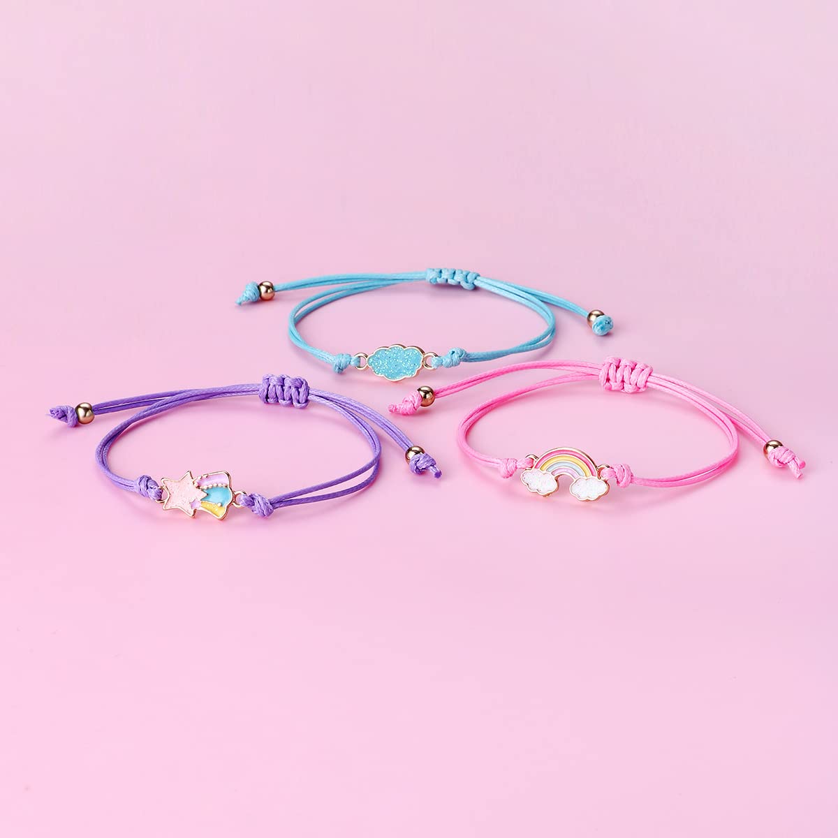 Lucien 3 Stück Armband Mädchen, Freundschaftsarmband Kinder Einstellbare Geflochten Armband, Regenbogen Rrmband für Mädchen Geschenke und Kinder Mitgebsel Kindergeburtstag