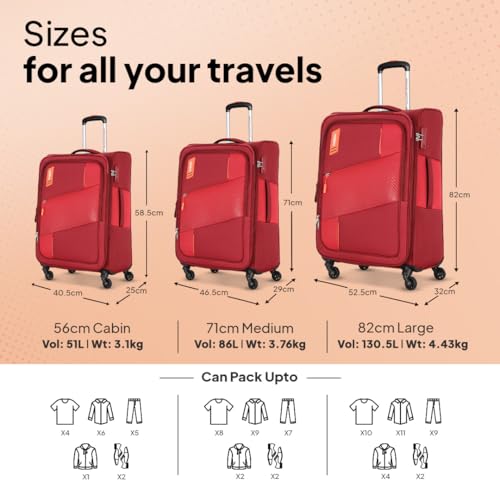 Image of American Tourister Spruce Spinner 59cm Cranberry Red Polyester Softside Luggage with TSA Lock (Trolley /Suitcase)