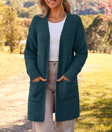 Image of MEROKEETY Women's Long Sleeve Soft Chunky Knit Sweater Open Front Cardigans Outwear Coat