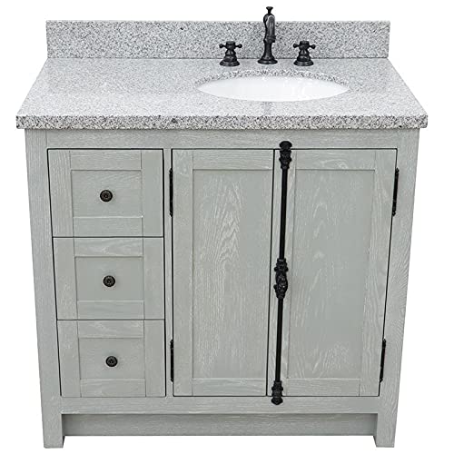 Plantation Solid Wood Vanity With Right Oval Sink In Gray Ash #TOP7