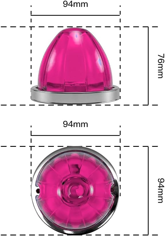 4 Pack LED Watermelon Lights for Semi Truck Exterior, Mini Water Melon Semi Truck Marker Lights, Signal Lights for Kenworth Peterbilt Freightliner Accessories (Pink)