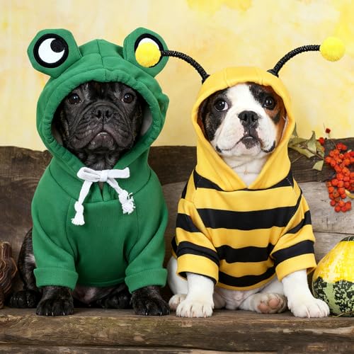 Disfraz para perro y gato sudaderas rana y abeja M miniatura 5