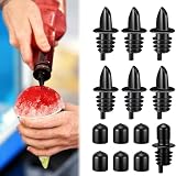 12 Pcs Bottle Pourers Syrup Pour Spouts Including Snow Cone Syrup Alcohol Liquor Bottle Pourers and Rubber Dust Cap Covers Dispenser Accessories