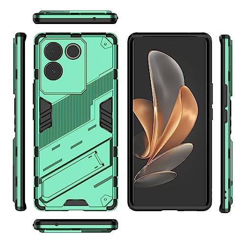 Image of Back Case Cover Compatible for Vivo T2 Pro 5G | 360 Degree Protection | Camera Protection | Kickstand Case | Shockprof Case | (Green)