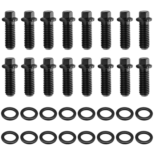 100-1110 1001110 Header Bolts 3/8-16 UNC Hexagon 8-Grade Chrome Steel Black Oxide Finish for Automotive and Industrial Applications 16 pcs