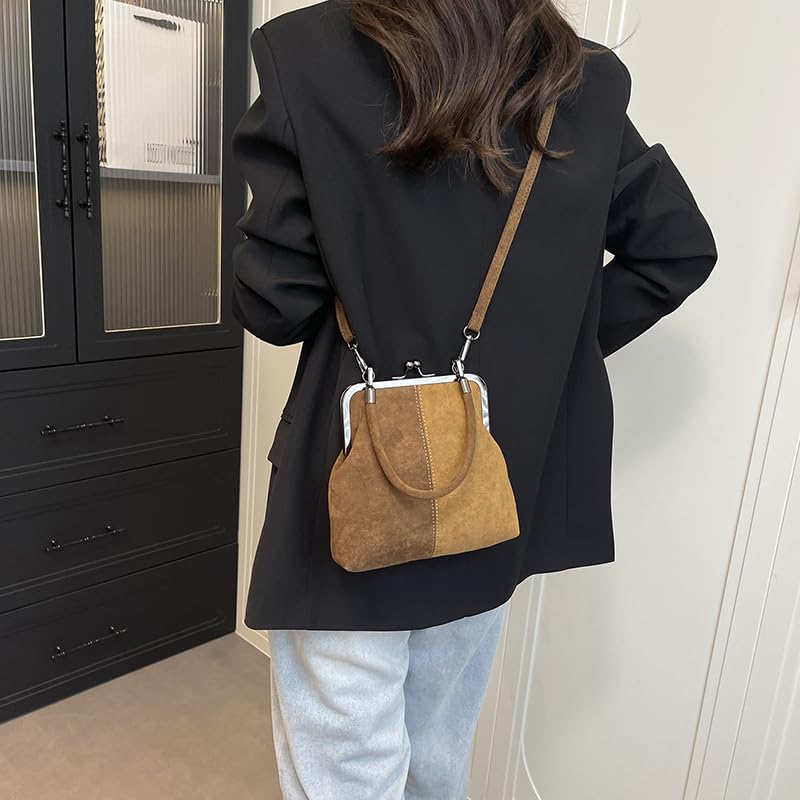 Women Fashionable Shoulder Bag Large Capacity Retro Flannel Handbag Clip Crossbody Bag Travel Shopping Work Shoulder Bag3