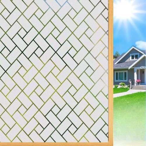 Image of SUNBIRD Window Film Privacy Colorful Window Sticker, Decorative Window Vinyl, Adhesive Home UV Blocking, Heat Insulation Static Cling for Bathroom Office (24 X 100 INCHES, Heart Frosted)