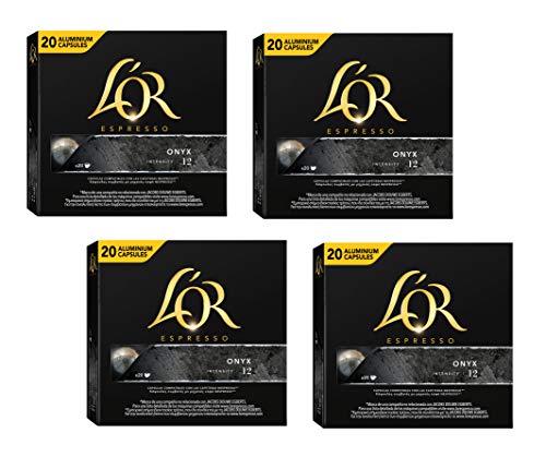 L'Or Espresso Onyx - Paquete de 4 x 20 cápsulas - Total: 80 cápsulas,  compatibles con cafeteras Nespresso