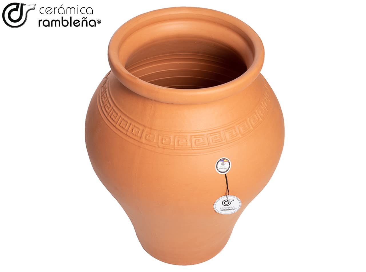 CERÁMICA RAMBLEÑA | Tinaja de Barro | La Tinaja | Tinaja Antigua | Tinaja macetero | Tinaja Maceta Terracota - Modelo 01 | 40x40x50 cm