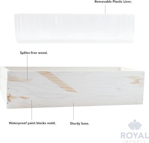 Miniatura 10 de Royal Imports Maceta de madera para flores, florero decorativo de madera con forro de plástico, cesta de almacenamiento de papel higiénico para caja
