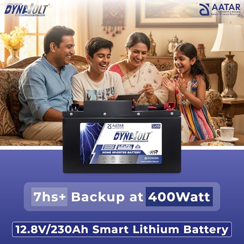 Image of DYNAVOLT 12.8V 230Ah LiFePO4 Lithium Inverter Battery, 7+ Hours Backup, Fast Charging, Zero Maintenance, 5 Years Warranty