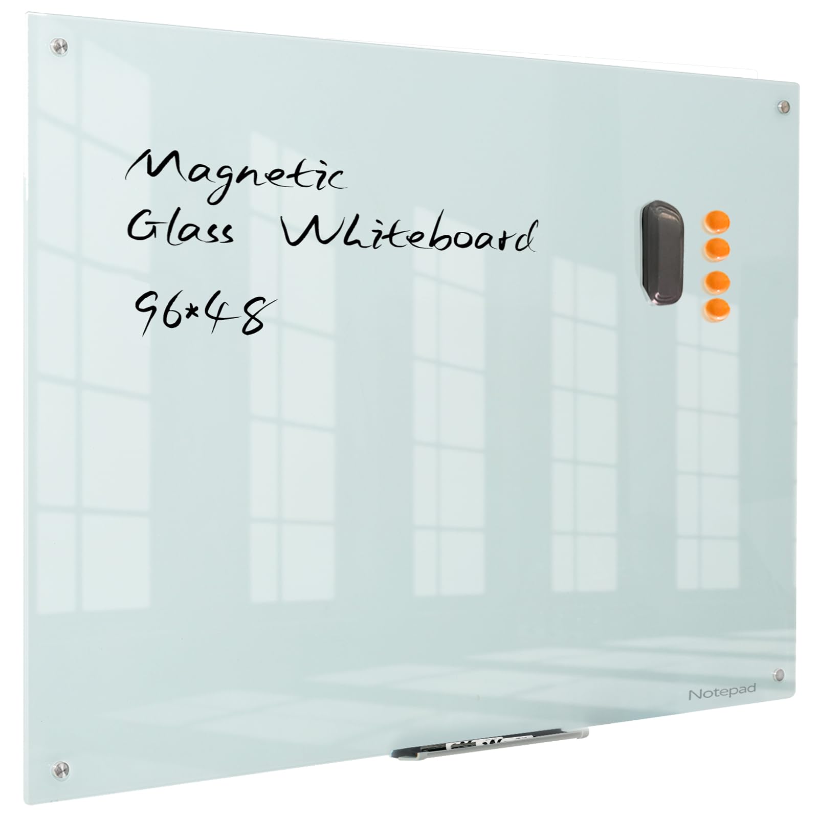 Photo 1 of Magnetic Glass Dry Erase Board - 48 x 96 Inch Whiteboard