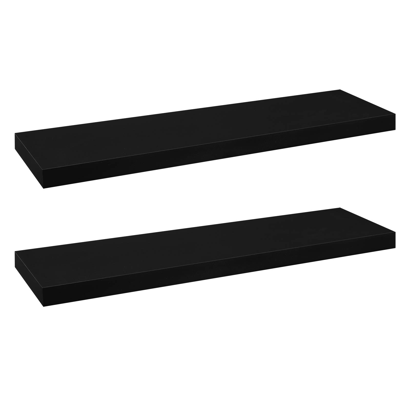 Floating Shelves, Set of 2 Large Black Wall Shelves,Simple to Install Wooden Shelf for Bedroom,Living Room,Kitchen,Display Storage Rack, Home Office Furniture Each Shelf 25x23x3.8cm