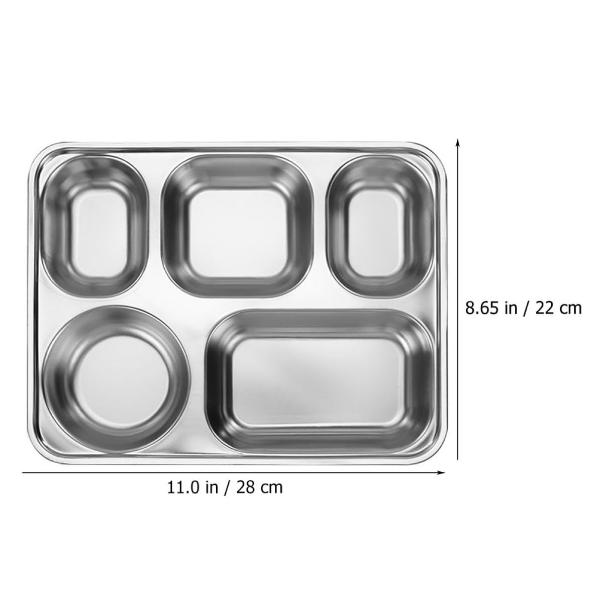 HEALLILY Plateau Facile à Nettoyer Repas Garçon et Filles Inox en Acier Inoxydable Compartiments Divisés Lot de 3 Plateaux Repas Compartimentés pour Restaurants et Hôtels