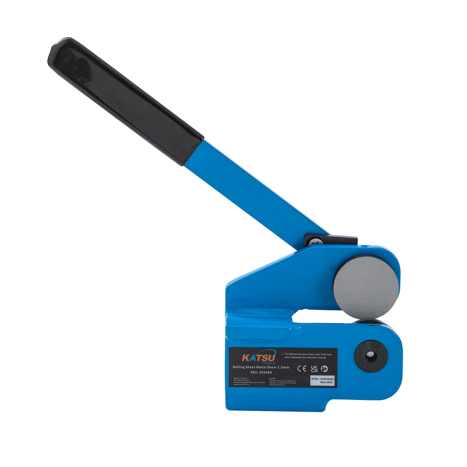 KATSU Tools Cizalla per Lamiera senza Collo – Capacità 16Ga/1.5mm, Cizalla Manuale Rotativa per Tagli Dritti, Curvi e Interni - Design Compatto da Banco - Modello 325360