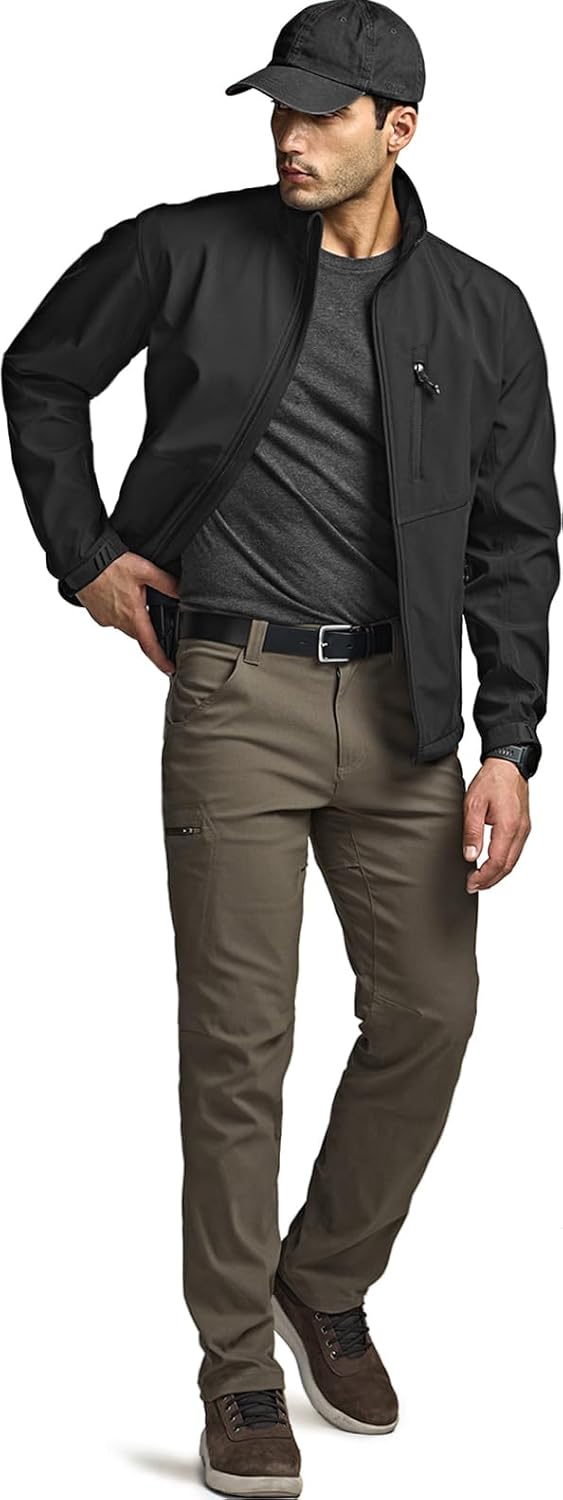 CQR Men's Tactical Softshell Jacket, Winter Warm Fleece Lined Coat, Water Resistant Outdoor Hunting Hiking Rain Windbreaker - Image 4