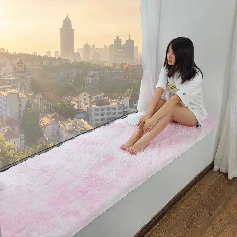 Tapis de bureau antidérapant rose Sakura et nappe commode fausse fourrure