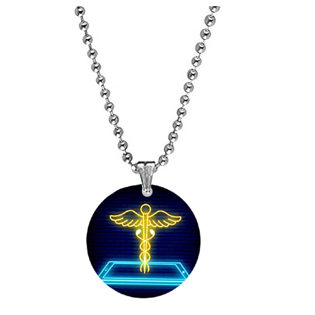 Caduceus Medical Sign Yellow Acrylic Pendant with Bead Chain | Medical Symbol Necklace for Doctors, Nurses & Students | Healthcare Jewelry Gift for Men & Women-image-19