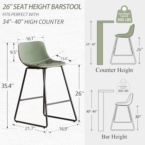 Image of Bar Stools Set of 4 for Kitchen Island, Modern Counter Stools with Back