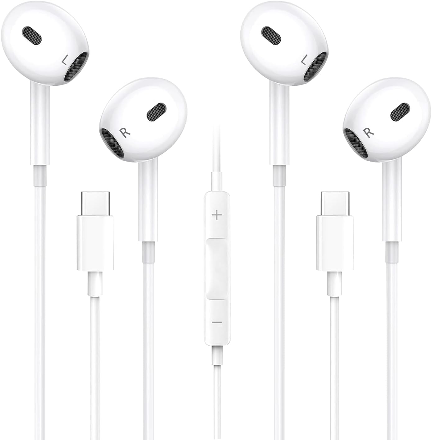 [2-Pack] USB C Headphones,Type C Headphones Built-In Microphone and Volume Control Wired Earphones USB C In Ear Type C Earphones Compatible for iphone 15/16 Pro Max, 15/16 Pro, 15/16, 15/16 Plus