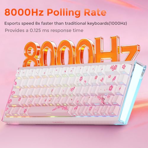 Image of DAREU COOL68 65% Pink Hall Effect Magnetic Switch Gaming Keyboard with 8000Hz Polling Rate,Rapid Trigger,Adjustable Actuation,0.1ms Latency,SOCD,Gasket Mount,PBT keaycaps,Hot swappable,RGB Light